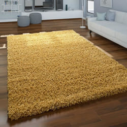 Tapis Poils Longs Jaune Salon Shaggy Doux Résistant Moelleux Robuste [Ø 120 cm rond]