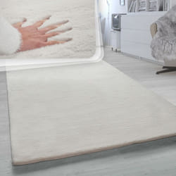 Paco Home - Tapis Poils Longs Salon Fausse Fourrure Imitation Fourrure De Lapin Très Douce Beige 120 cm rond