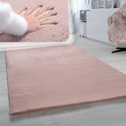 Paco Home - Tapis Poils Longs Salon Fausse Fourrure Imitation Fourrure De Lapin Très Douce Rose 60x90 cm