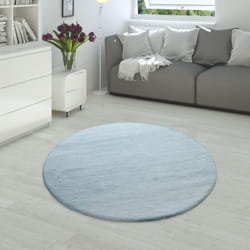 Paco Home - Tapis Poils Longs Salon Fausse Fourrure Imitation Fourrure De Lapin Très Douce Turquoise 120 cm rond
