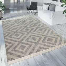 Paco Home - Tapis Scandinave Gris Balcon Terrasse Extérieur Motif Losanges Résistant Aux Intempéries Robuste 60x100 cm