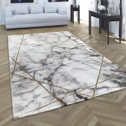 Tapis de salon Motif Marbre Gris Or 3-D Haute Qualité tapis a poil ras [120x170 cm]