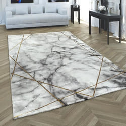 Tapis de salon Motif Marbre Gris Or 3-D Haute Qualité tapis a poil ras [120x170 cm]