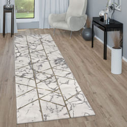Paco Home - Tapis de salon Marbre Or Gris Motif 3D tapis à poils courts Douce et Robuste 80x150 cm