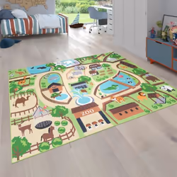 Tapis pour enfants tapis de jeu pour chambres denfants zoo avec tigre ours lion coloré [140x200 cm]