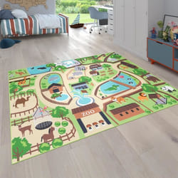 Tapis pour enfants tapis de jeu pour chambres denfants zoo avec tigre ours lion coloré [140x200 cm]