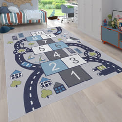Paco Home - Tapis pour enfants, Tapis de jeu pour chambres d'enfants, Boîtes gonflables et rues, Gris 120x160 cm