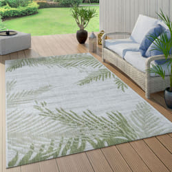 Paco Home - Tapis Intérieur Et Extérieur Beige Vert Design Palmiers Balcon Terrasse Robuste Résistant Intempéries 60x100 cm