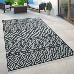 Paco Home - Tapis Intérieur & Extérieur Pour Balcon Et Terrasse Avec Motif Scandinave Noir 120x170 cm
