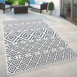 Paco Home - Tapis d'intérieur et d'extérieur, pour balcons et terrasses au design Skandi, en bleu 60x100 cm