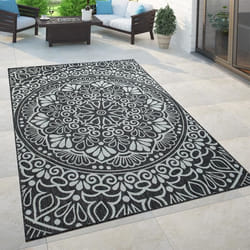 Paco Home Tapis Intérieur & Extérieur Pour Balcon Et Terrasse Avec Motif Oriental Noir 80x150 cm