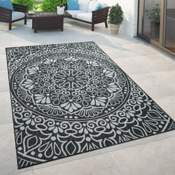 Paco Home - Tapis Intérieur & Extérieur Pour Balcon Et Terrasse Avec Motif Oriental Noir 160x220 cm