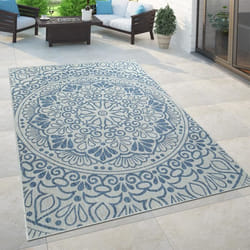 Paco Home Tapis Intérieur & Extérieur Pour Balcon Et Terrasse Avec Motif Oriental Bleu 120x170 cm