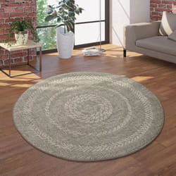 Paco Home - Tapis Intérieur Et Extérieur Rond Tissé à Plat Avec Style Sisal Design Scandinave Beige Crème 120 cm rond