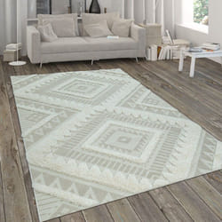 Paco Home Tapis Exterieur Terrasse Salon Cuisine Motif Ethnique Motif Geometrique 3D 80x150 cm, Beige