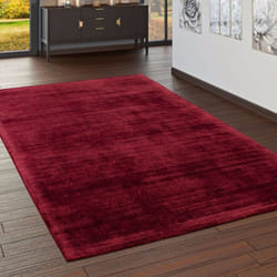 Paco Home - Tapis De Salon, Poils Ras Travail Artisanal Viscose, Rouge Uni 240x340 cm