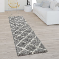 Paco Home - Tapis Poils Longs, Shaggy Pour Salon, Design Scandinave Et Motif Losanges Gris 60x100 cm