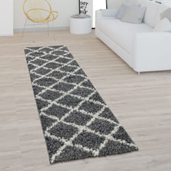 Paco Home - Tapis Poils Longs, Shaggy Pour Salon, Design Scandinave Et Losanges Gris Foncé 60x100 cm