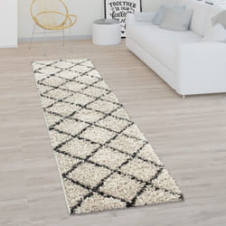 Paco Home - Tapis Poils Longs, Shaggy Pour Salon, Design Scandinave Et Motif Losanges Beige 60x100 cm