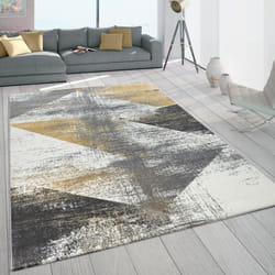 Paco Home Tapis Frisé, Poils Ras Pour Salon Look Usé Tons Pastel Jaune Gris 240x340 cm
