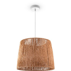 Paco Home Suspension Table À Manger Lampe Suspendue E27 Papier Boho Rotin Lampe à suspension - Blanc, Nature (Ø35cm)