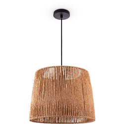 Paco Home - Suspension Table à Manger Lampe Suspendue E27 Papier Boho Rotin Lampe à suspension - Noir, Nature (Ø35cm)