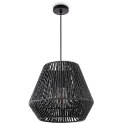 Paco Home - Suspension Table à Manger Lampe Suspendue E27 Papier Boho Rotin Lampe à suspension - Noir, Noir (Ø32cm)