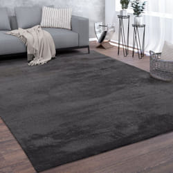 Paco Home - Tapis, Tapis à Poils Ras Doux Pour Salon, Moelleux, Lavable, Gris Foncé 80x150 cm