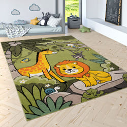 Paco Home - Tapis Pour Enfant Poils Ras Jungle Animaux Vert 200x280 cm