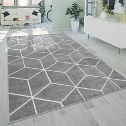 Paco Home - Tapis De Salon, Poils Ras De Style Scandinave Avec Motif Losanges, Gris 60x100 cm