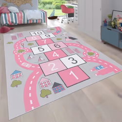 Tapis Pour Enfant Chambre DEnfant Tapis De Jeu Motif Rues Marelle Rose [200x290 cm]
