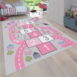 Tapis Pour Enfant Chambre DEnfant Tapis De Jeu Motif Rues Marelle Rose [240x340 cm]
