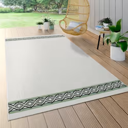 Tapis DExtérieur Pour Terrasse Et Balcon Motif Géométrique Moderne Beige Vert [160x230 cm]