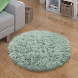 Paco Home - Tapis Fausse Fourrure Coussin Cœur Rond Différentes Formes, Vert 45 cm rond