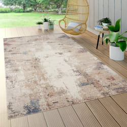 Paco Home - Tapis D'Extérieur Balcon Terrasse Vintage Tapis De Cuisine Motif Abstrait Beige Bleu 60x100 cm