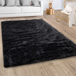 Paco Home - Tapis Shaggy Tapis De Salon Fausse Fourrure Poil Long Moelleux Monochrome Noir 60x100 cm