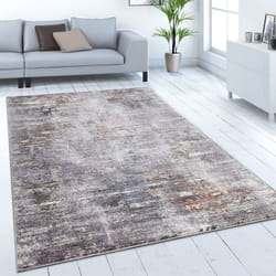 Paco Home - Tapis De Salon Poils Ras Vintage Abstrait Blanc Cassé Gris Bleu Rouge Vert 160x230 cm