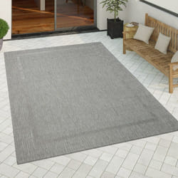 Paco Home - Tapis Intérieur Extérieur Tapis Cuisine Design Monochrome Sisal Bordure Gris 80x200 cm