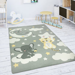 Paco Home - Tapis Chambre Enfant Tapis De Jeux Tapis Bébé Étoile Nuage Lune Gris Blanc 120x160 cm