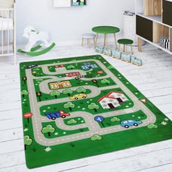 Paco Home Tapis Chambre Enfant Tapis De Jeux Tapis Bébé Tapis Enfant Route Vert 155x230 cm
