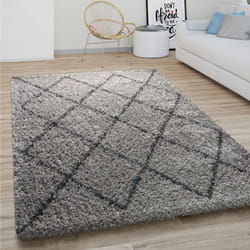 Paco Home - Tapis Shaggy Tapis De Salon Poil Long Moderne Boho Scandinave Motif Diamant Gris, 240x340 cm