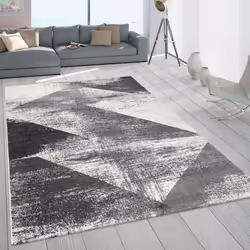 Paco Home Tapis Salon Poils Ras Tapis Vintage Pastel Abstrait Moderne Gris Blanc Cassé 160x230 cm