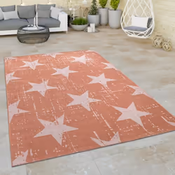 Paco Home Tapis Intérieur & Extérieur Balcon Cuisine Vintage Étoiles Orange Blanc Cassé 200x280 cm