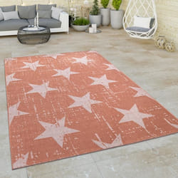 Paco Home Tapis Intérieur & Extérieur Balcon Cuisine Vintage Étoiles Orange Blanc Cassé 200x280 cm