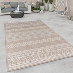 Paco Home Tapis Intérieur & Extérieur Balcon Cuisine Motif Boho Moderne Beige Blanc Cassé 160x220 cm