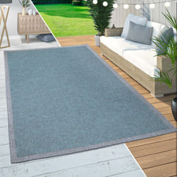 Paco Home - Tapis Intérieur & Extérieur Balcon Terrasse Cuisine Bordures Design Turquoise 160 cm rond