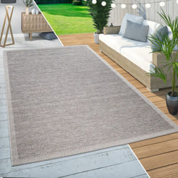 Paco Home - Tapis Intérieur & Extérieur Balcon Terrasse Cuisine Moderne Motif Vagues Beige 160 cm rond