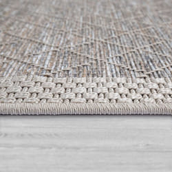 Paco Home - Tapis Intérieur & Extérieur Balcon Terrasse Cuisine Motif Diamant Moderne Beige 160 cm rond