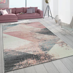 Paco Home - Tapis De Salon à Poils Ras Coloré Abstrait Design Géométrique Tons Pastel 140x200 cm