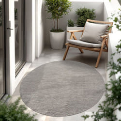 Paco Home - Tapis Intérieur Et Extérieur Balcon Terrasse Tapis Cuisine Monochrome Moucheté Gris, 160 cm rond